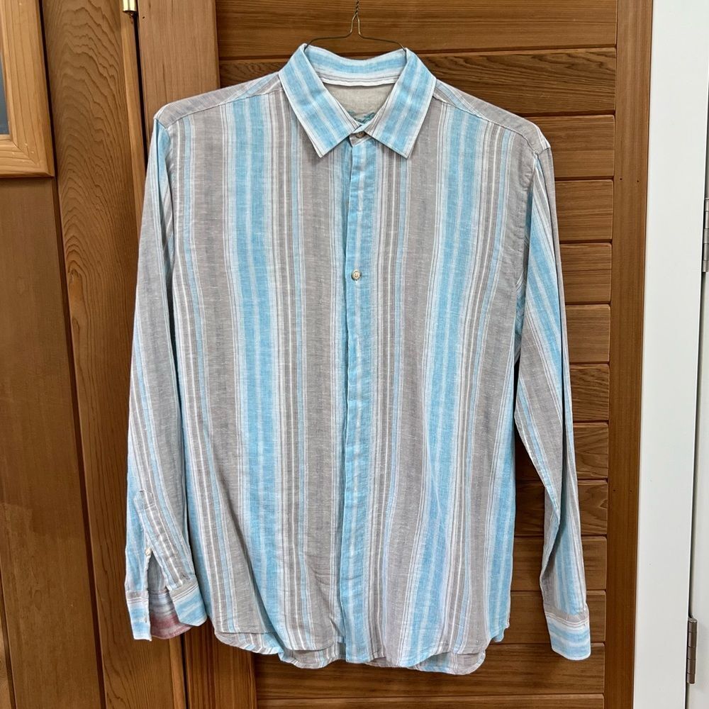 Tasso Elba Linen/Cotton Blend Button down Long Sleeve Shirt